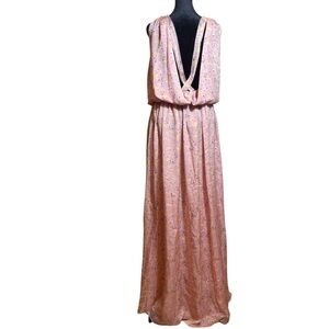 Eywasouls Malibu Jessica Maxi Dress – 100% Silk Nude Millefleur – Size M/L NWT